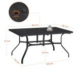 Large Patio Dining Table for 6 with Umbrella Hole