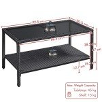 Yaheetech Outdoor Rattan Coffee Table with Storage