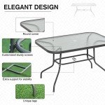 Grey Metal Frame Garden Dining Table with Parasol Hole