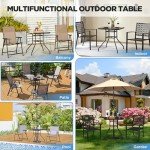 Square Bistro Table with Umbrella Hole - Black