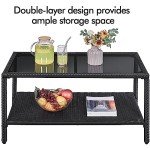Yaheetech Outdoor Rattan Coffee Table with Storage