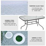 Grey Metal Frame Garden Dining Table with Parasol Hole
