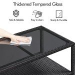 Yaheetech Outdoor Rattan Coffee Table with Storage