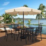 Large Patio Dining Table for 6 with Umbrella Hole