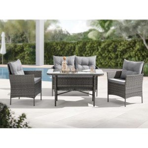 Grey Rattan 4-Piece Florence Garden Furniture Set