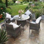 5-Piece Grey Rattan Patio Dining Set