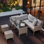 7-Seater Garden Furniture Set with Glass Table