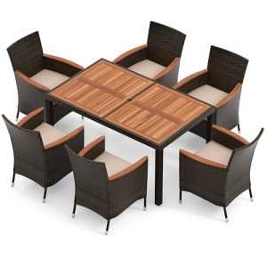 Modern 7-Piece Rattan Patio Dining Set