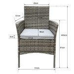 5-Piece Grey Rattan Patio Dining Set