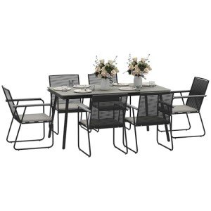 6-Seater Rattan Garden Dining Set with Cushions
