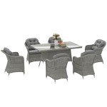 Light Grey 6-Seater Rattan Dining Set