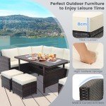 9-Seater Rattan Patio Sofa Set with Cushions