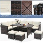 9-Seater Rattan Patio Sofa Set with Cushions