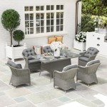 Light Grey 6-Seater Rattan Dining Set