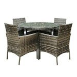 5-Piece Grey Rattan Patio Dining Set