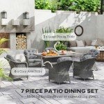 Light Grey 6-Seater Rattan Dining Set