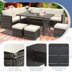 9-Seater Rattan Patio Sofa Set with Cushions