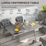 Light Grey 6-Seater Rattan Dining Set