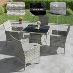 Trumbeak 4-Seater Grey Rattan Dining Set