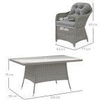 Light Grey 6-Seater Rattan Dining Set