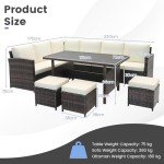 9-Seater Rattan Patio Sofa Set with Cushions