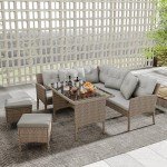 7-Seater Garden Furniture Set with Glass Table