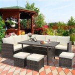 9-Seater Rattan Patio Sofa Set with Cushions