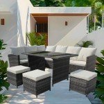 9-Seater Rattan Outdoor Sofa & Dining Set