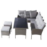 7-Seater Garden Furniture Set with Glass Table