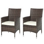 Brown Rattan Outdoor Dining Chair Set - 2 Pieces
