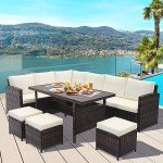 9-Seater Rattan Patio Sofa Set with Cushions