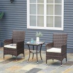 Brown Rattan Outdoor Dining Chair Set - 2 Pieces