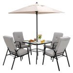 6-Piece Outdoor Patio Dining Set with Umbrella