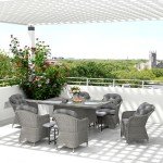 Light Grey 6-Seater Rattan Dining Set