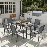 7 Piece Outdoor Dining Set with Stackable Chairs