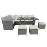 9-Piece Rattan Outdoor Corner Sofa Set with Table