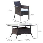 Rattan Garden Dining Set with Rectangular Table and Chairs