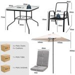 6-Piece Outdoor Patio Dining Set with Umbrella
