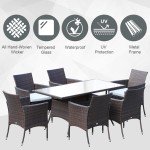 Rattan Garden Dining Set with Rectangular Table and Chairs