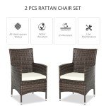 Brown Rattan Outdoor Dining Chair Set - 2 Pieces