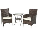 Brown Rattan Bistro Set for Patio or Garden