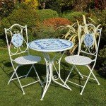 Blue and White Mosaic Bistro Set for Outdoors