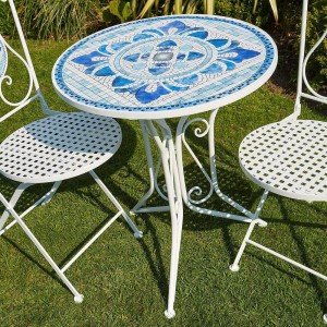 Stylish Blue and White Mosaic Bistro Table
