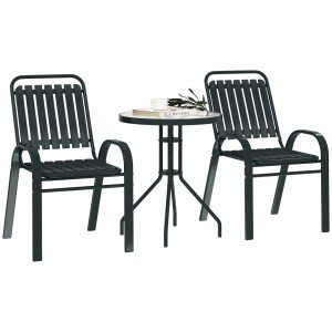 Grey Stackable 3-Piece Patio Bistro Set