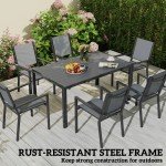 7 Piece Outdoor Dining Set with Stackable Chairs