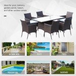 Rattan Garden Dining Set with Rectangular Table and Chairs