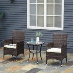 Brown Rattan Bistro Set for Patio or Garden