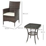 Brown Rattan Bistro Set for Patio or Garden