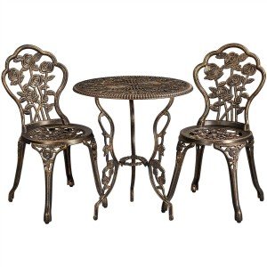 3 Piece Outdoor Bistro Table Set with Umbrella