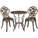 3 Piece Outdoor Bistro Table Set with Umbrella